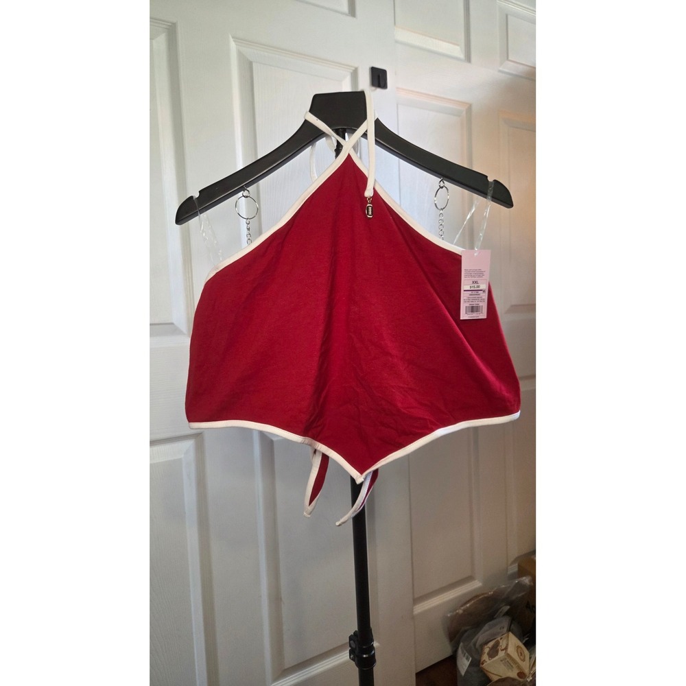 Wild Fable Crimson Red Handkerchief Halter Crop Top XXL NWT